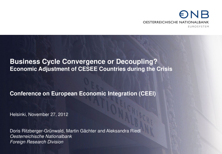 business cycle convergence or decoupling