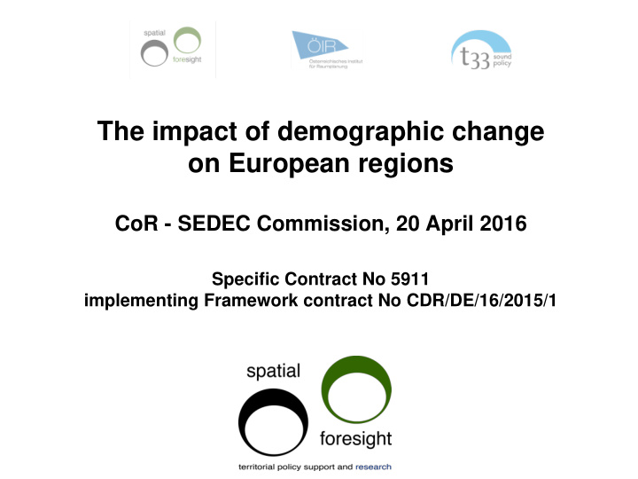 the impact of demographic change on european regions cor