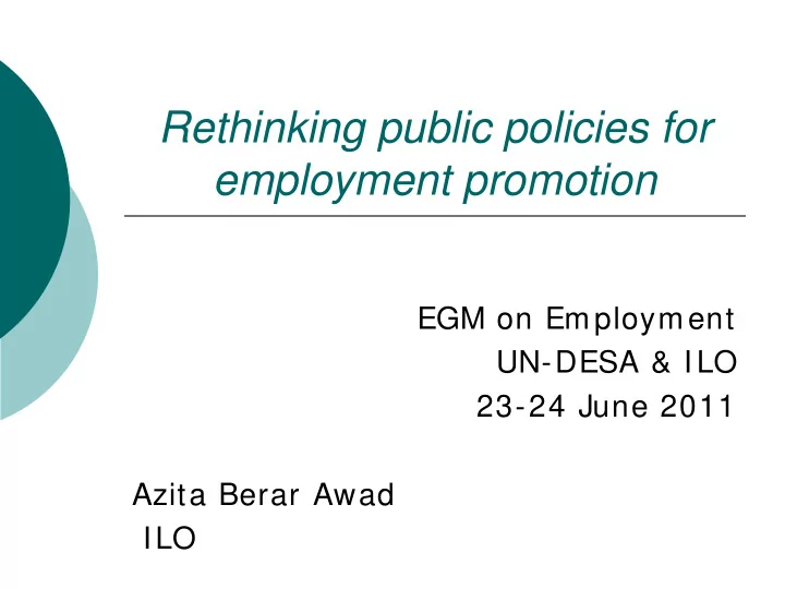 rethinking public policies for employment promotion
