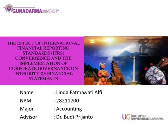 `  STANDARDS (IFRS)  CONVERGENCE AND THE  IMPLEMENTATION OF  CORPORATE GOVERNANCE ON  INTEGRITY OF