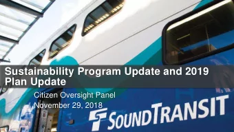 Sustainability Program Update and 2019  Plan Update  Citizen Oversight Panel  November 29, 2018