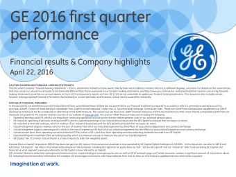 GE 2016 first quarter  performance  Financial results &amp; Company highlights  April 22, 2016