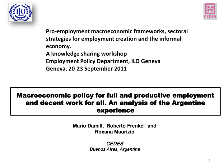 pro employment macroeconomic frameworks sectoral