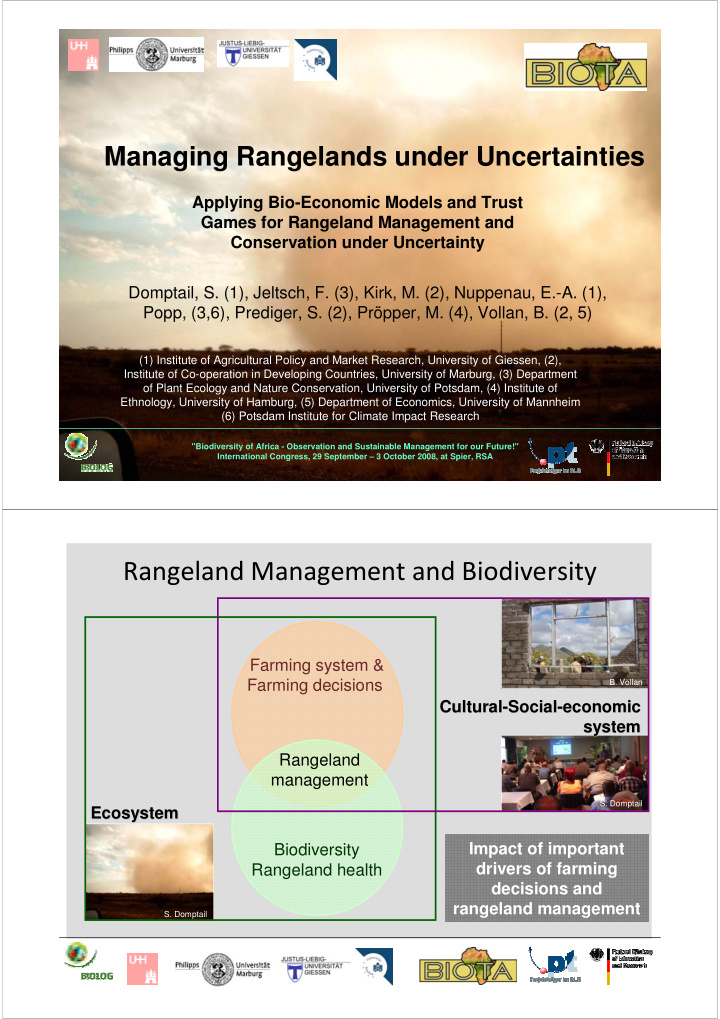 rangeland management and biodiversity
