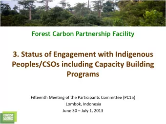 Programs  Fifteenth Meeting of the Participants Committee (PC15)  Lombok, Indonesia June 30