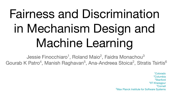 fairness and discrimination in mechanism design and