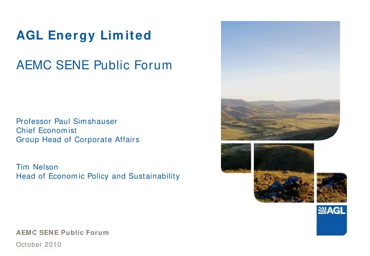 agl energy lim ited aemc sene public forum