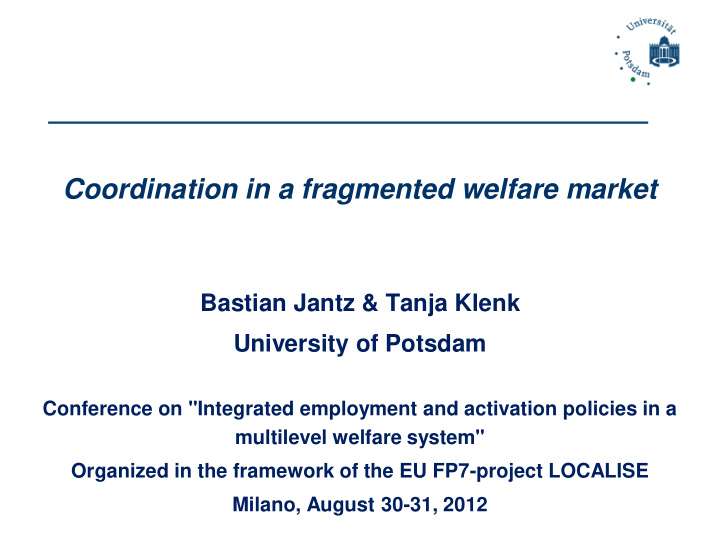 coordination in a fragmented welfare market