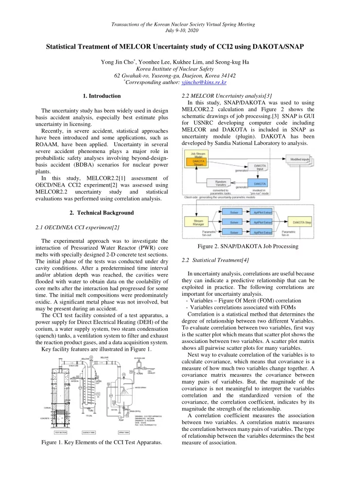 statistical treatment of melcor uncertainty study of cci2