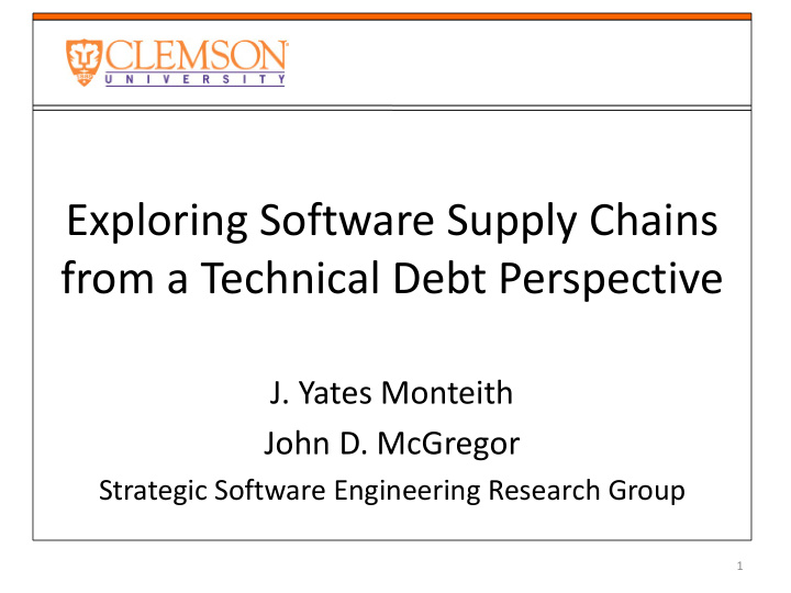 exploring software supply chains from a technical debt