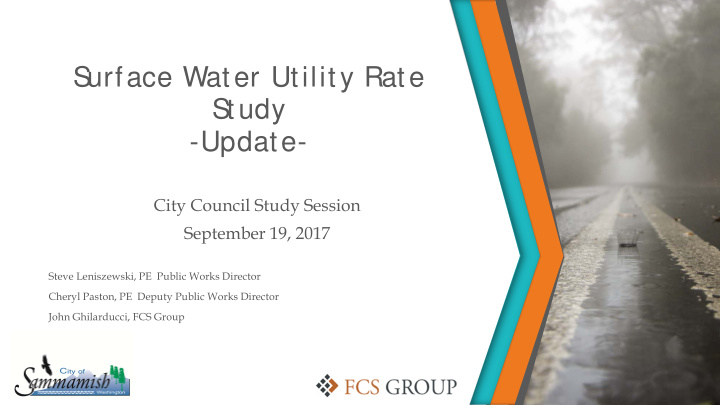 s urface water utility rate s tudy update