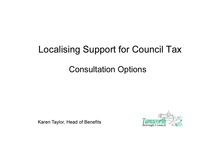 localising support for council tax