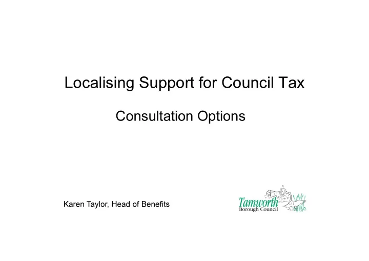 localising support for council tax