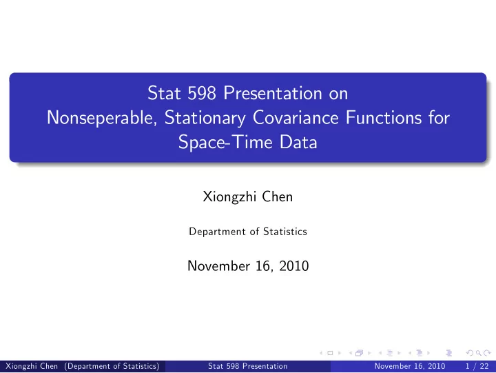 stat 598 presentation on nonseperable stationary