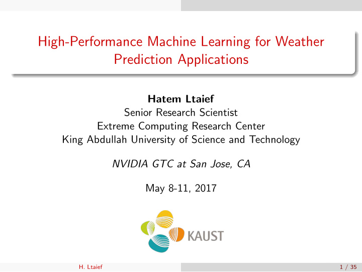 high performance machine learning for weather prediction