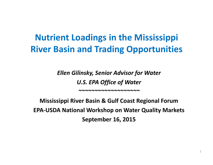 nutrient loadings in the mississippi river basin and