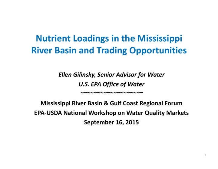 nutrient loadings in the mississippi river basin and