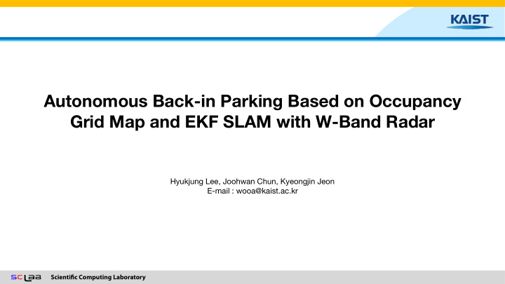 autonomous back in parking based on occupancy grid map