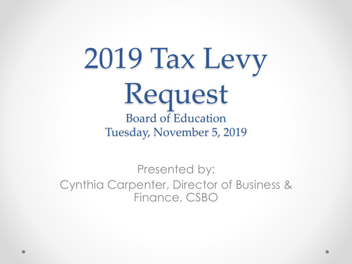 2019 tax levy request