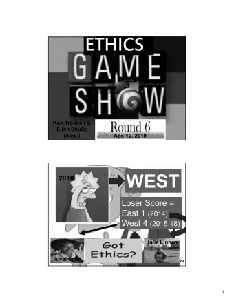 WEST  2018  Loser Score = East 1 (2014) West 4 (2015-18)  Julie Linnen  Juval Scott  2  1  Q. 1