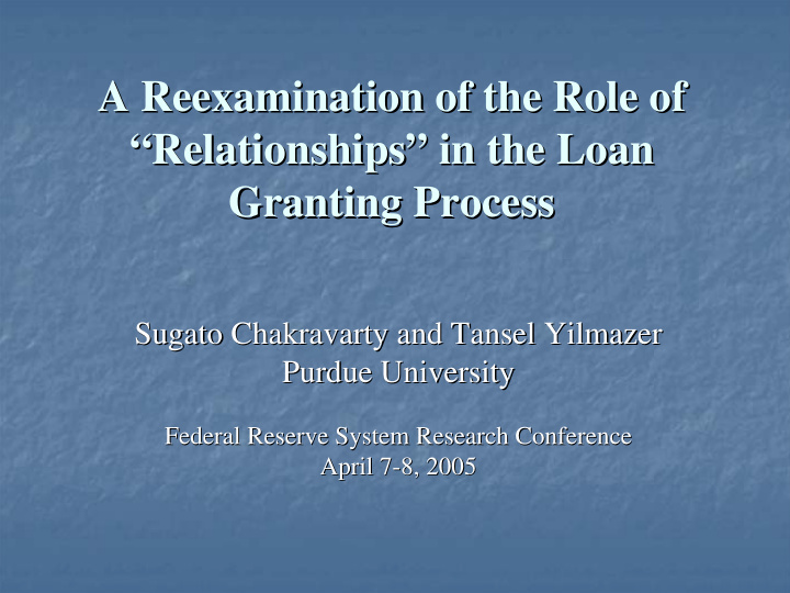 a reexamination of the role of a reexamination of the