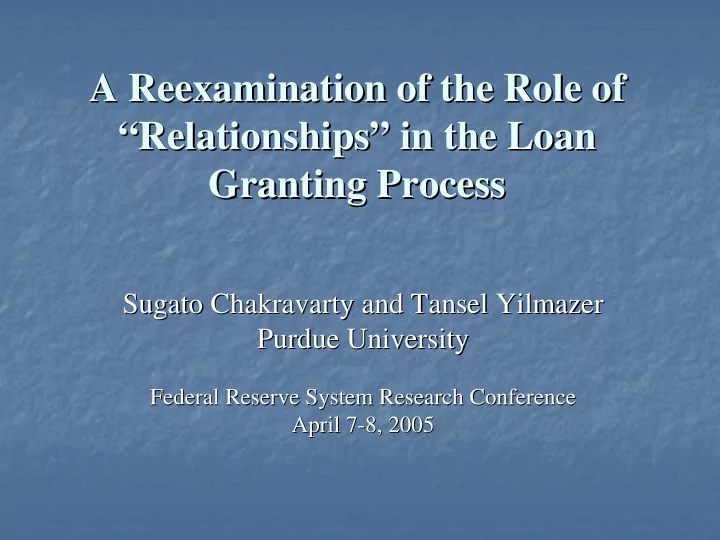 a reexamination of the role of a reexamination of the