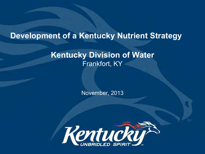 development of a kentucky nutrient strategy kentucky