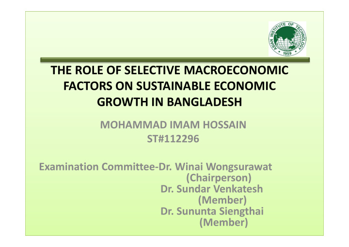 the role of selective macroeconomic factors on