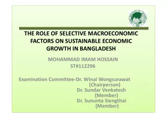 THE ROLE OF SELECTIVE MACROECONOMIC  FACTORS ON SUSTAINABLE ECONOMIC  GROWTH IN BANGLADESH