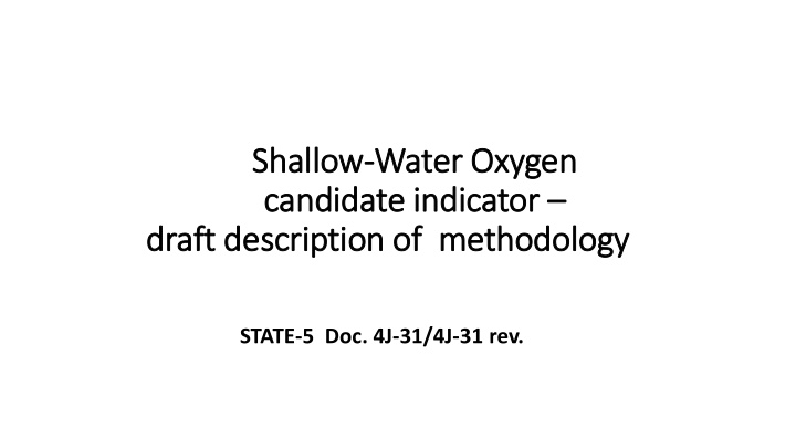 shallow water o oxygen candidate i indicator r draft