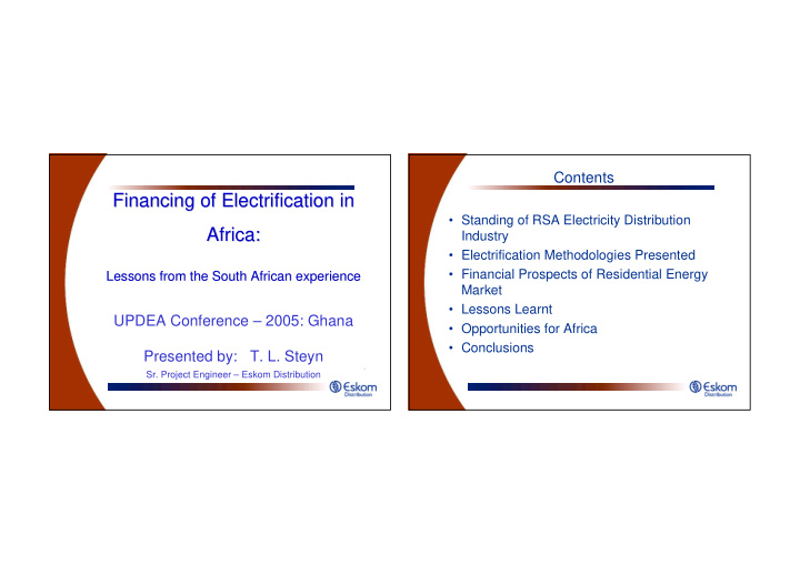 financing of electrification in financing of