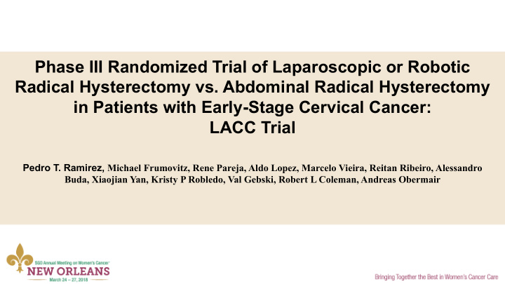 phase iii randomized trial of laparoscopic or robotic