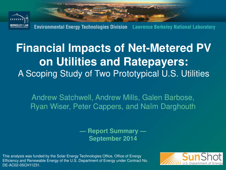 financial impacts of net metered pv on utilities and