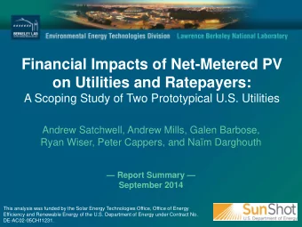 Financial Impacts of Net-Metered PV  on Utilities and Ratepayers:  A Scoping Study of Two