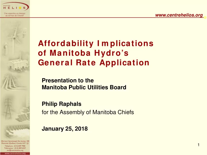 affordability i m plications of manitoba hydro s general