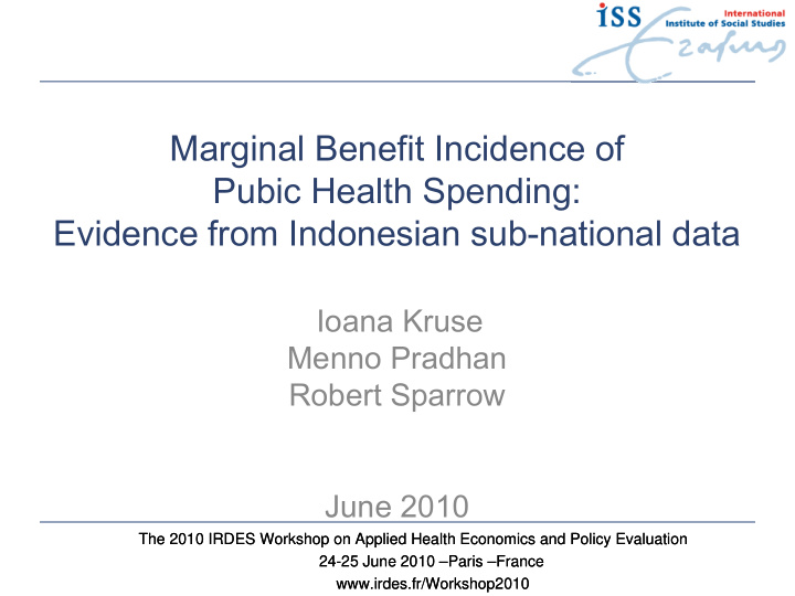 marginal benefit incidence of pubic health spending