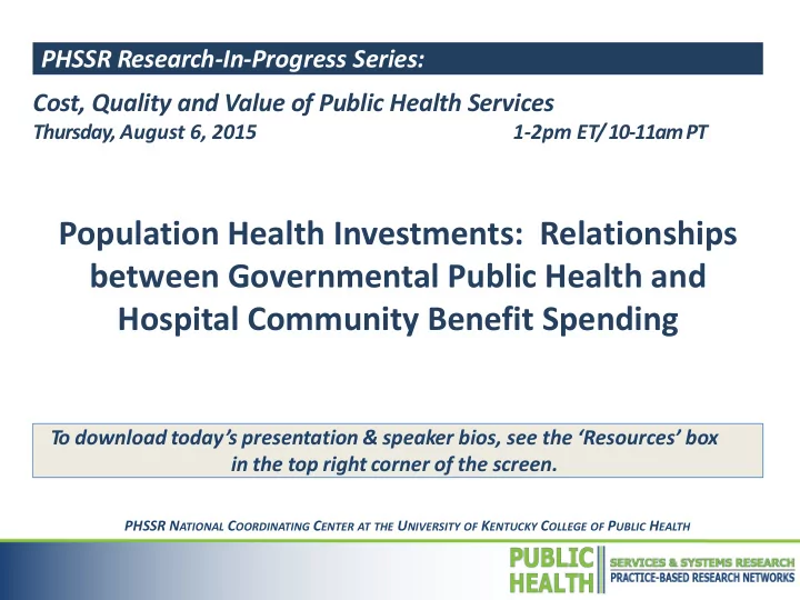 hospital community benefit spending