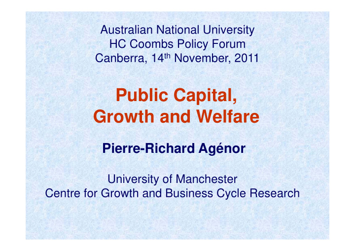 public capital growth and welfare