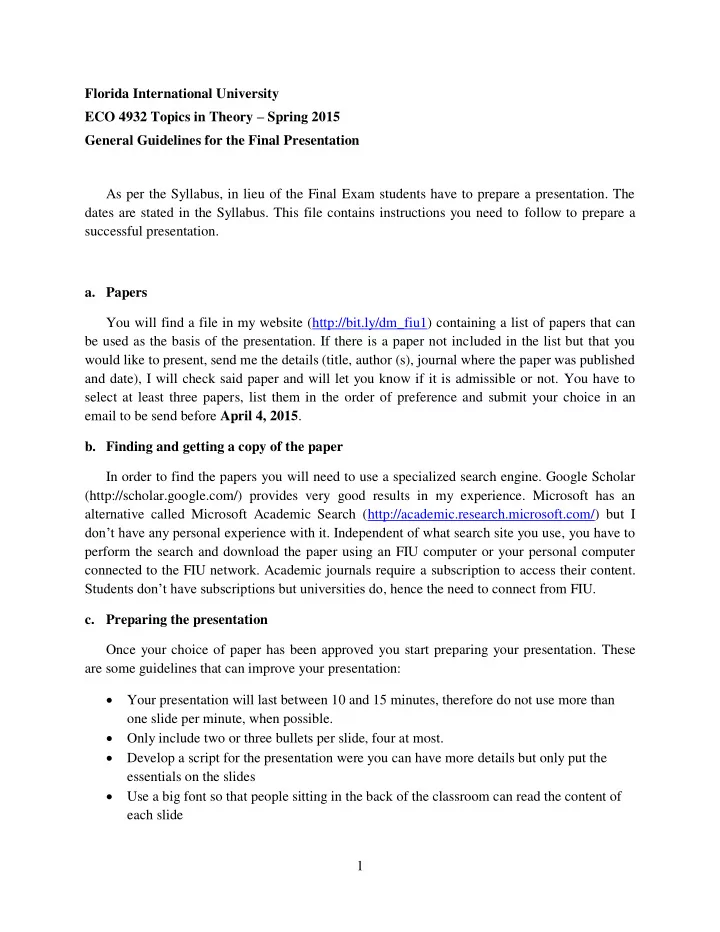 florida international university eco 4932 topics in