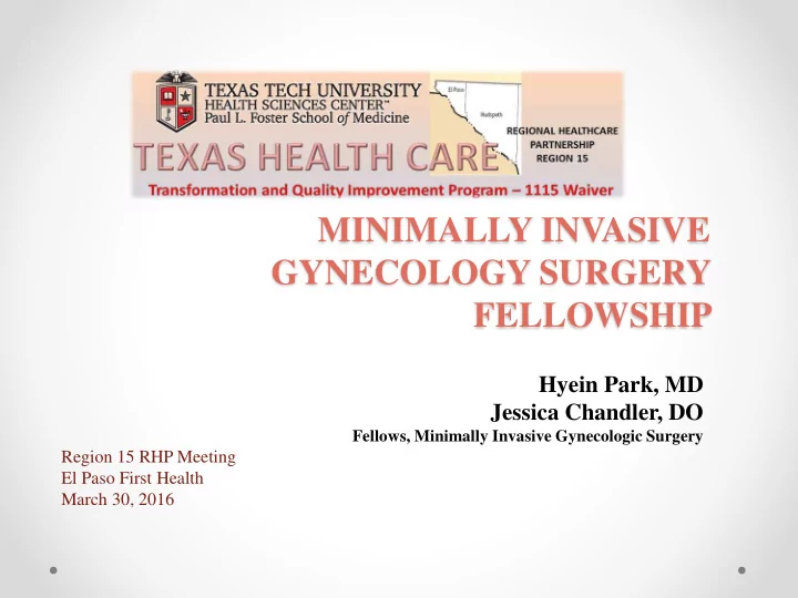 minimally invasive gynecology surgery fellowship