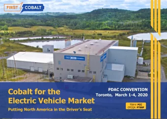 Cobalt for the  PDAC CONVENTION  Toronto,  March 1-4, 2020  Electric Vehicle Market TSX-V: FCC