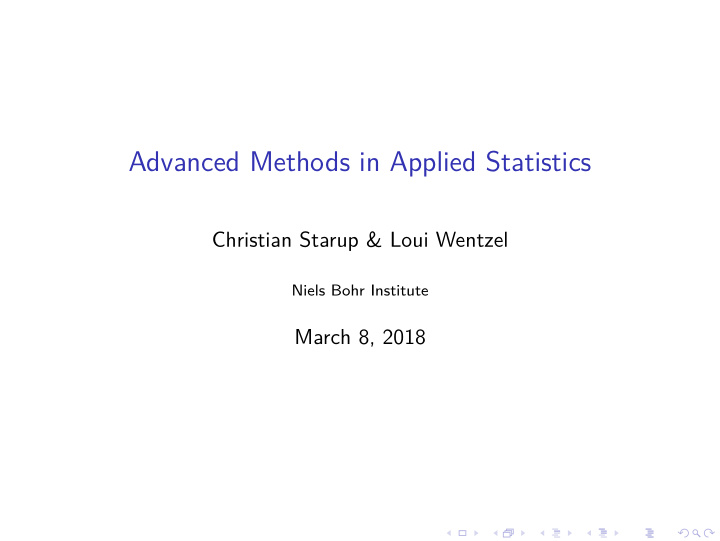 advanced methods in applied statistics
