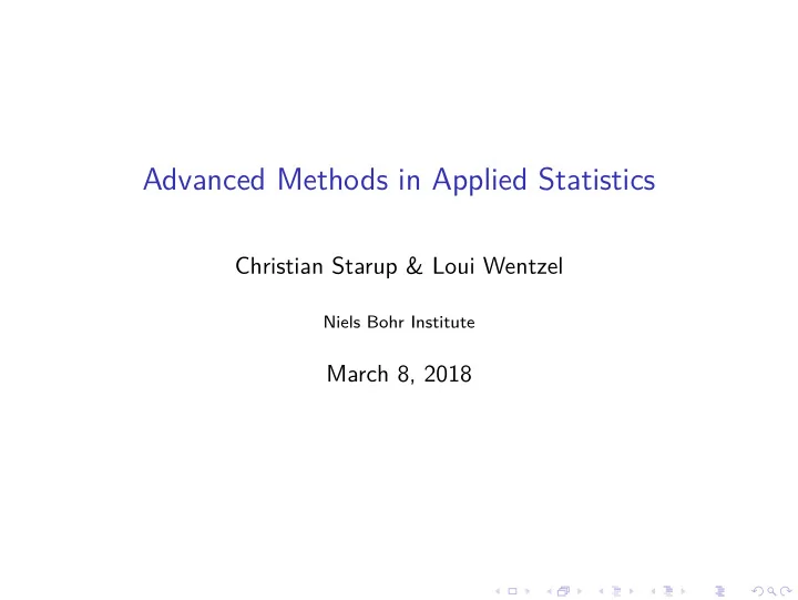 advanced methods in applied statistics