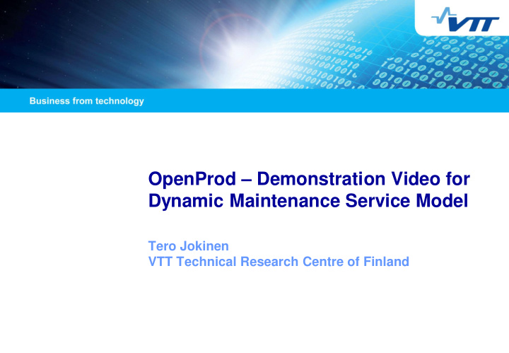 openprod demonstration video for dynamic maintenance