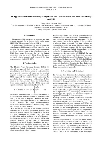 An Approach to Human Reliability Analysis of SAMG Actions based on a Time Uncertainty  Analysis