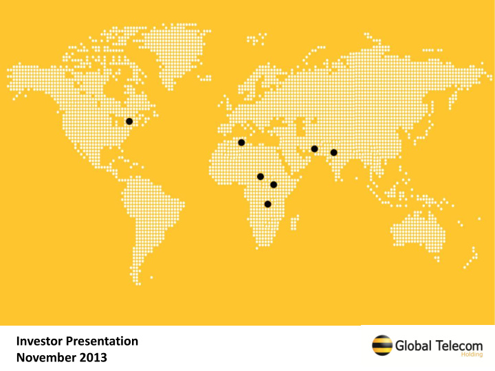investor presentation november 2013 disclaimer