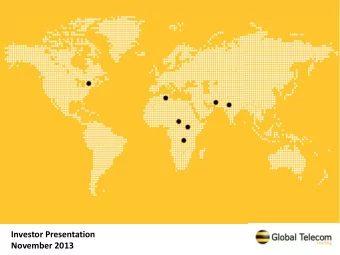 Investor Presentation  November 2013  Disclaimer This presentation contains forward-looking