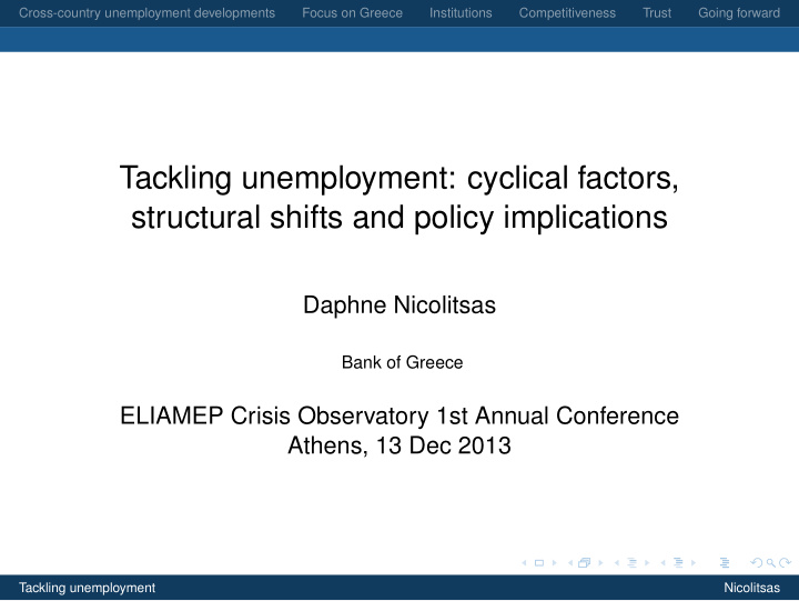 tackling unemployment cyclical factors structural shifts