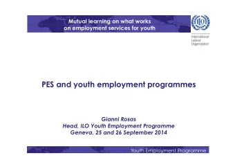 Mutual learning on what works  on employment services for youth  PES and youth employment