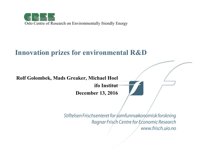 innovation prizes for environmental r d